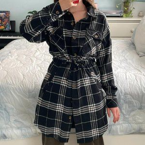 Black Plaid Dress Cardigan